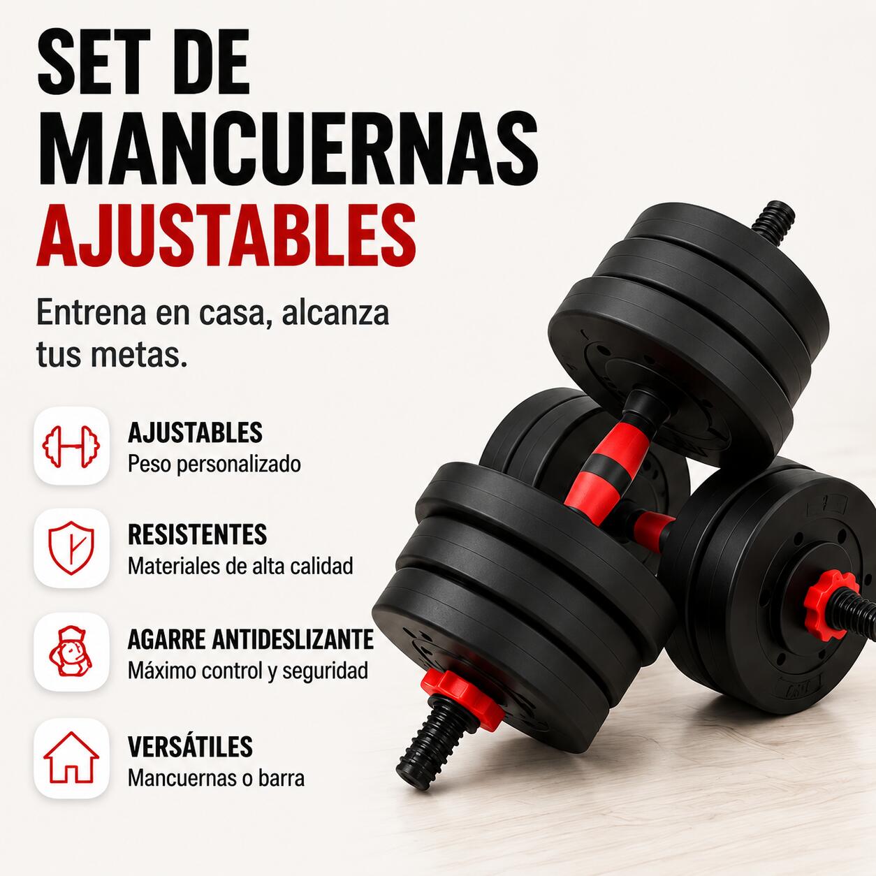 Manubri regolabili 30 kg con barra multifunzione, dischi rimovibili e kit pesi 2/5