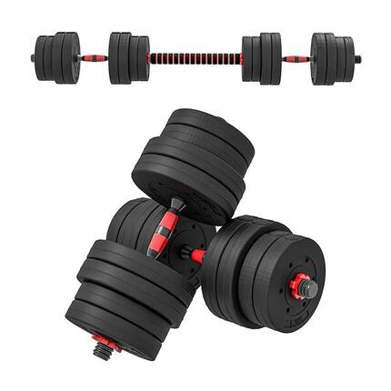 Haltères réglables 30 kg avec barre multifonction, disques amovibles et kit de