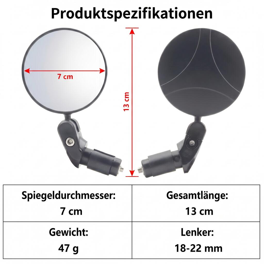 Spiegel Fahrradspiegel für Lenkerende 18-22 mm Fahrrad-Spiegel 4/6