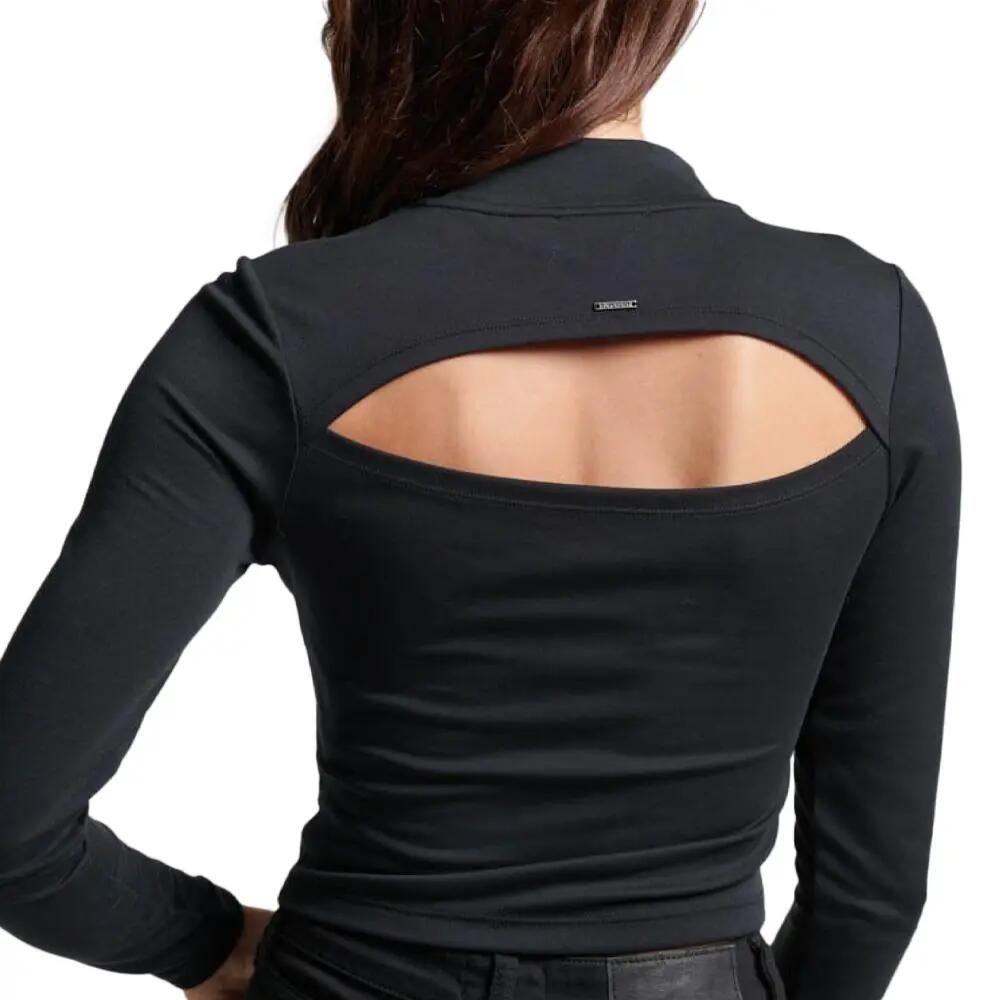 Camiseta Negra de Manga Larga con Espalda Abierta Superdry para Mujer 3/5