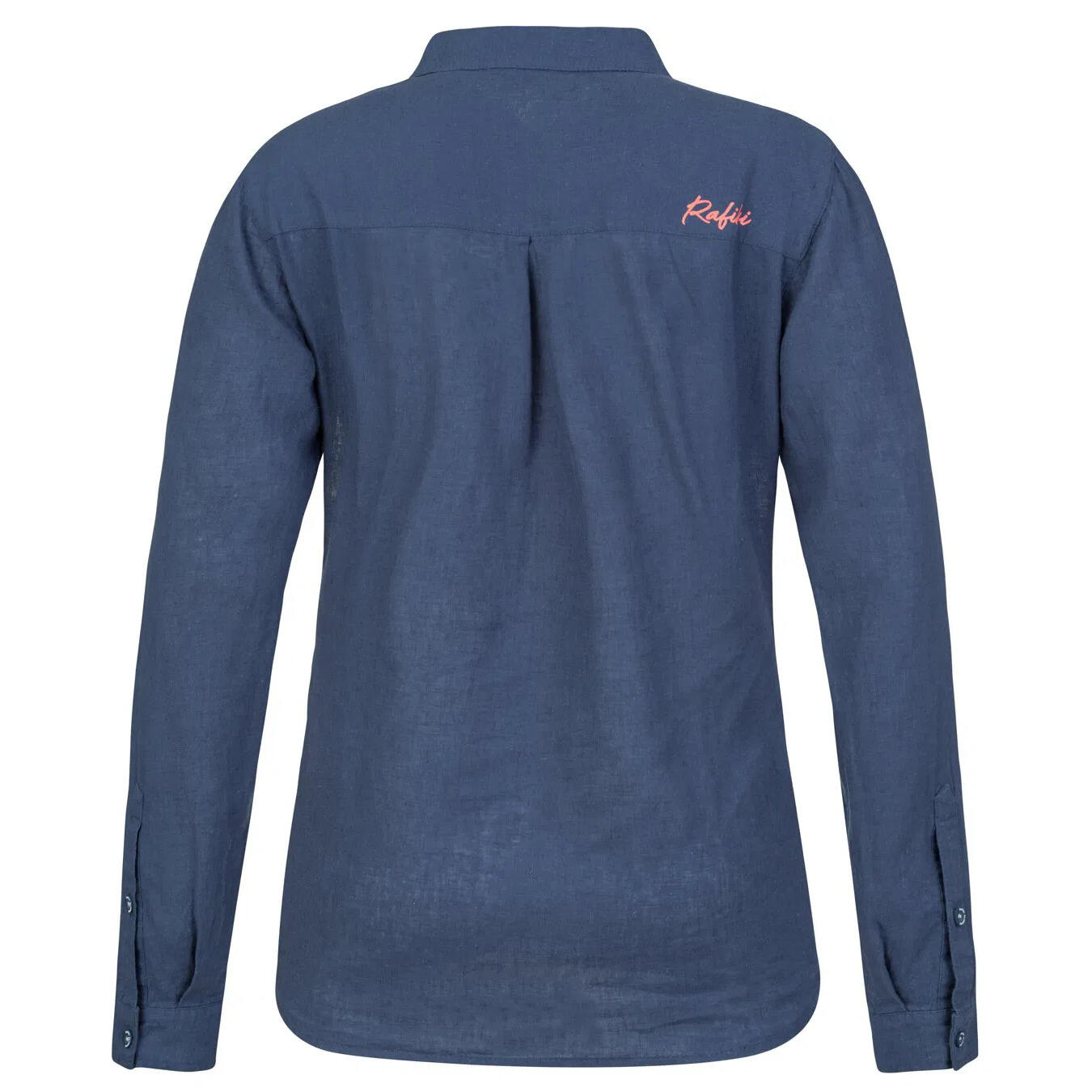 Camicia donna abbottonata a maniche lunghe in lino RAFIKI blu scuro 4/5
