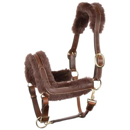 Licol pour cheval anatomique en cuir avec fourrure Harry's Horse