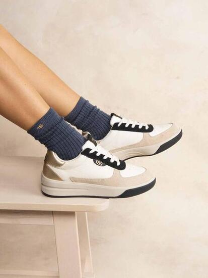 Baskets femme CORALIE Blanc Navy Platine