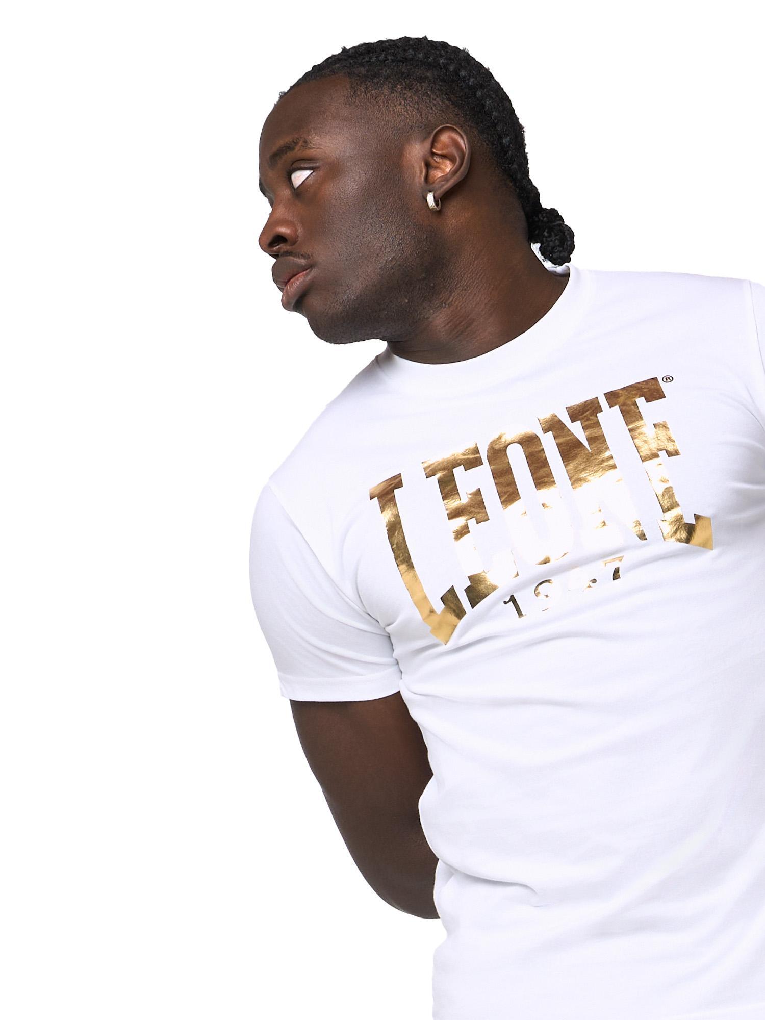 Leone New Gold-logo heren-T-shirt met korte mouwen 5/6