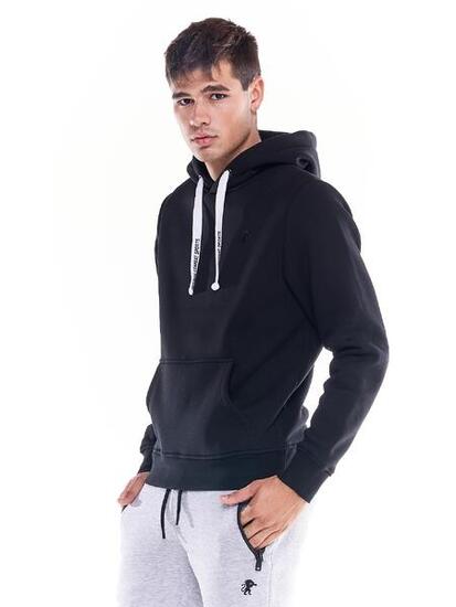 Felpa da uomo cappuccio e tascone icona leone Soft Basic