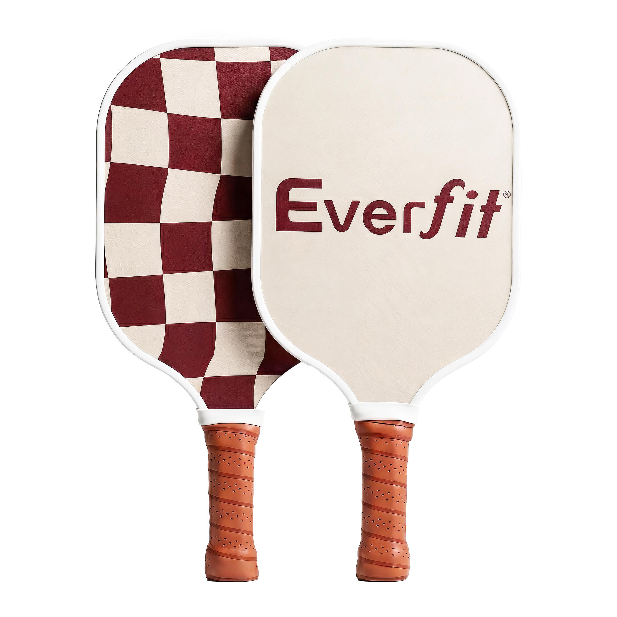 Everfit Pickleball Paddle Set Fibreglass Racquet Honeycomb Core With Bag Brown