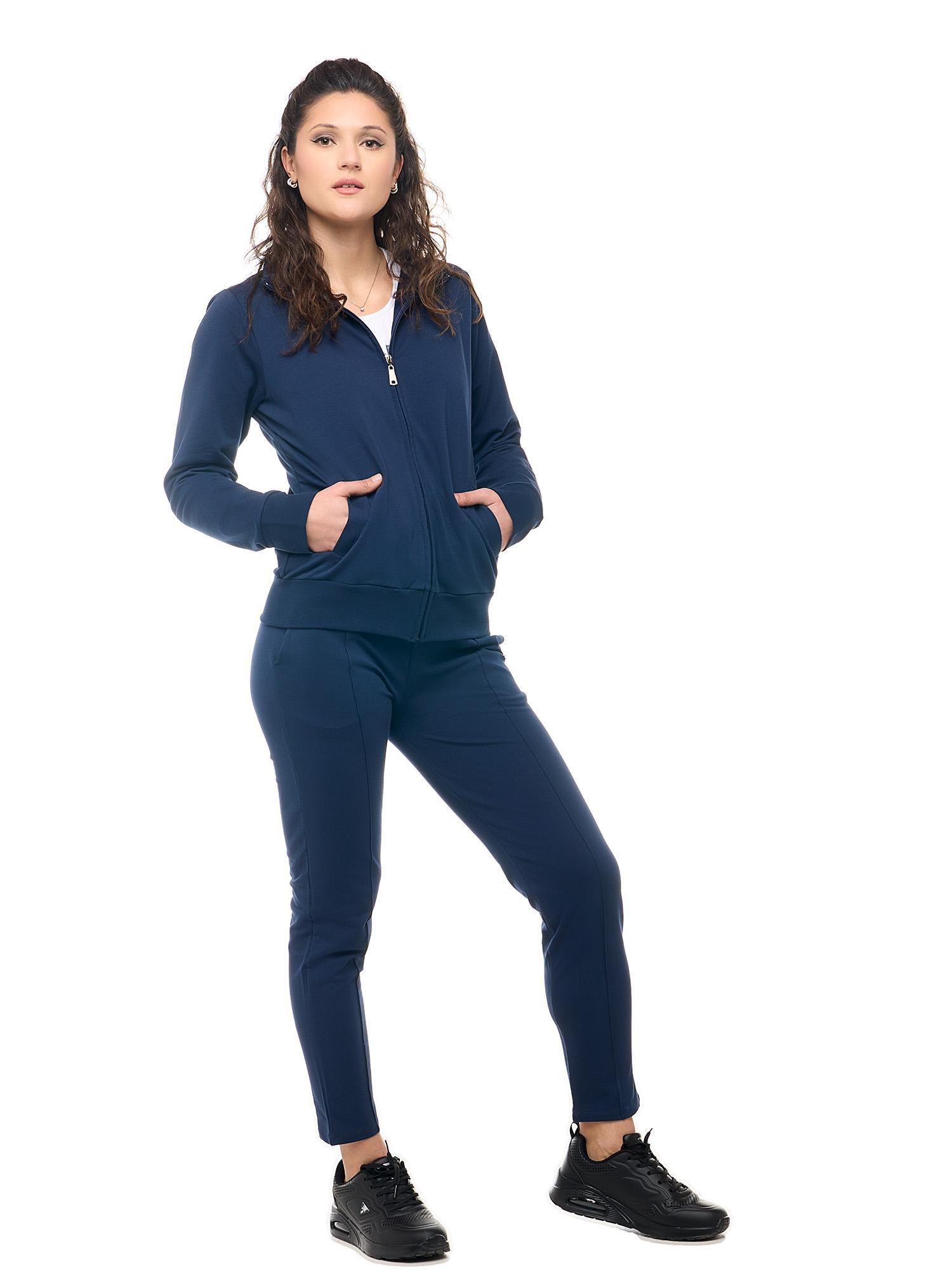 Felpa con colletto e zip da donna non felpata Leone Basic 3/8