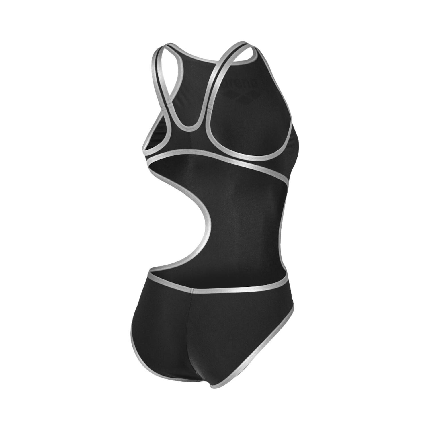 Einteiliger Badeanzug für Frauen von Arena One Big Logo Schwarz Silber 8/8