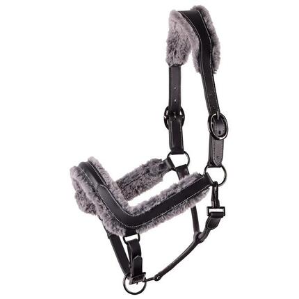 Licol pour cheval anatomique en cuir avec fourrure Harry's Horse