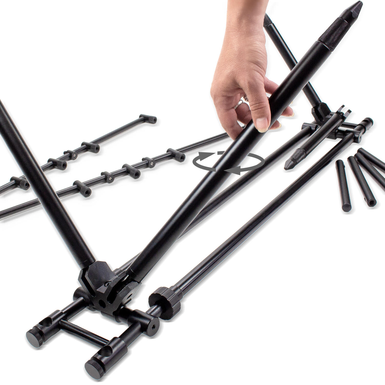 Rod Pod Aluminium für 5 Angelruten mit Transporttasche 4/7