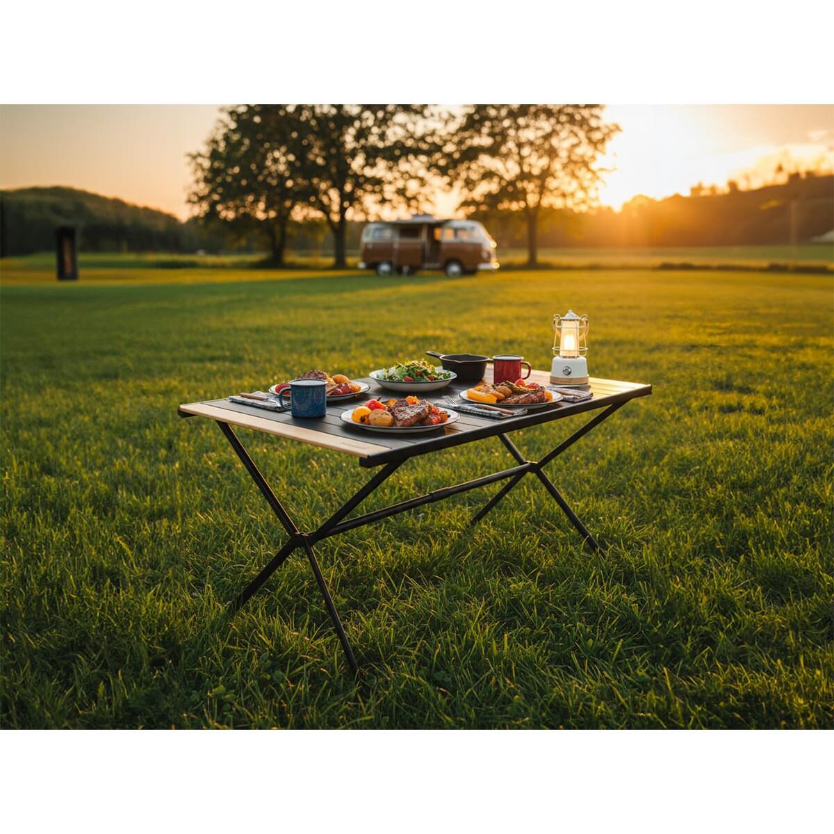 Campingtafel Tivaro - van aluminium met houten blad voor 6 personen - opvouwbaar 7/7