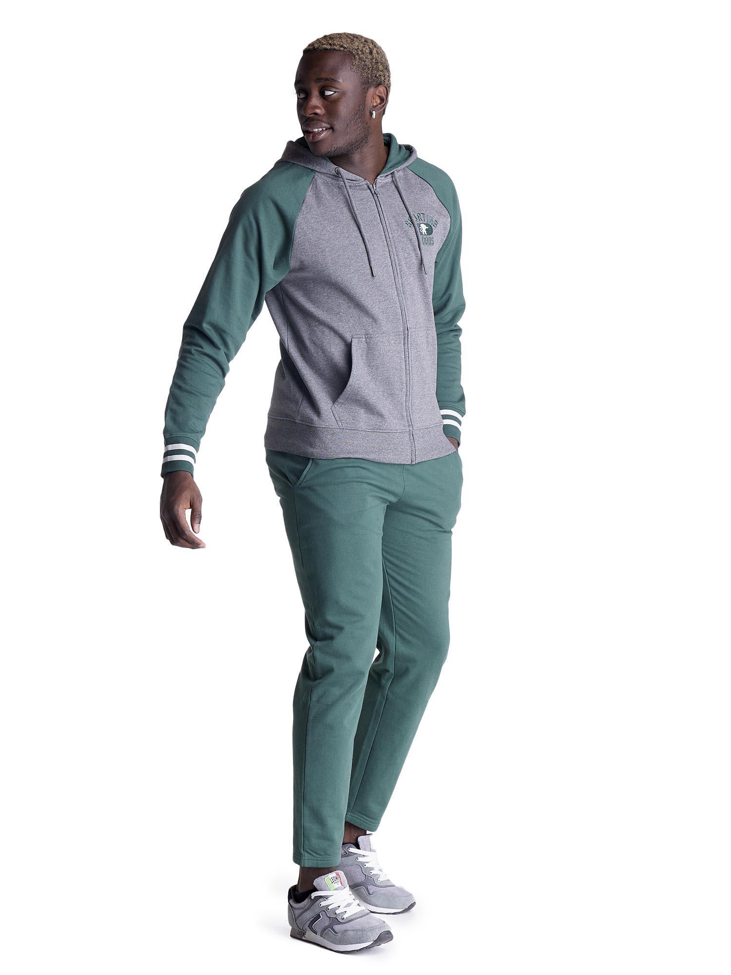 Tuta da uomo cappuccio full zip bicolor College 3/6