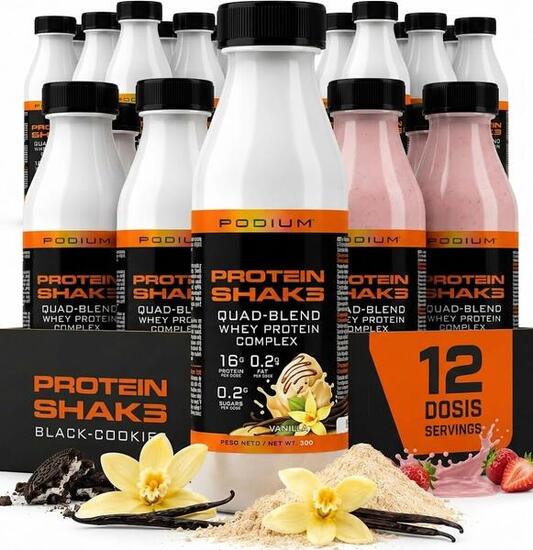 PACK 12 PROTEIN SHAKE COMPLEX FRESA (12 Monodosis de 30 gr en Botella 330ml)