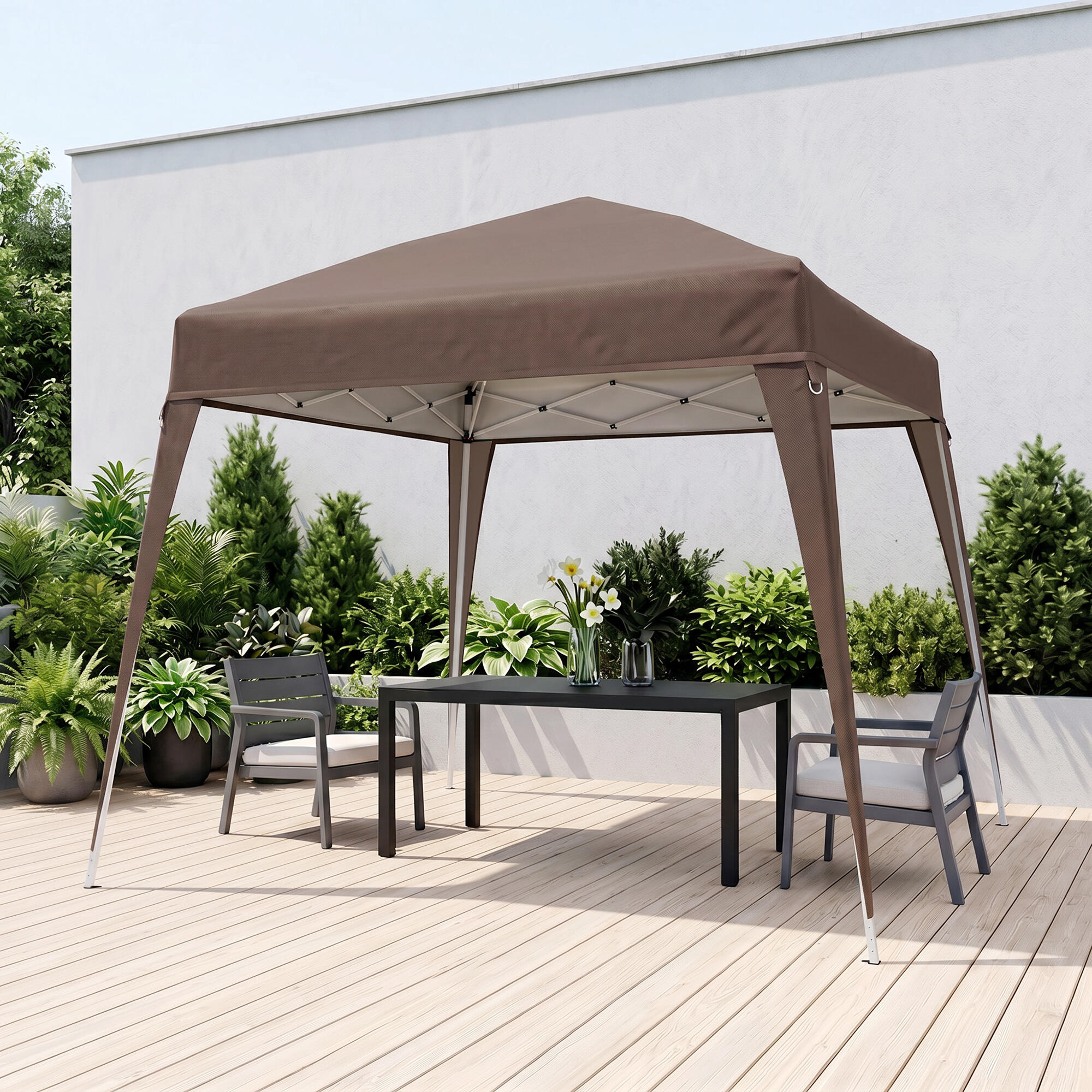 Tenda Dobrável Outsunny 240x240x250 cm Castanho 3/7