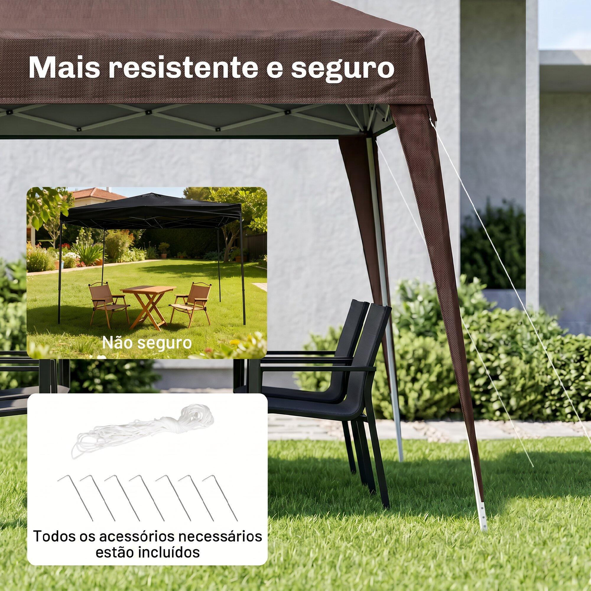 Tenda Dobrável Outsunny 240x240x250 cm Castanho 5/7
