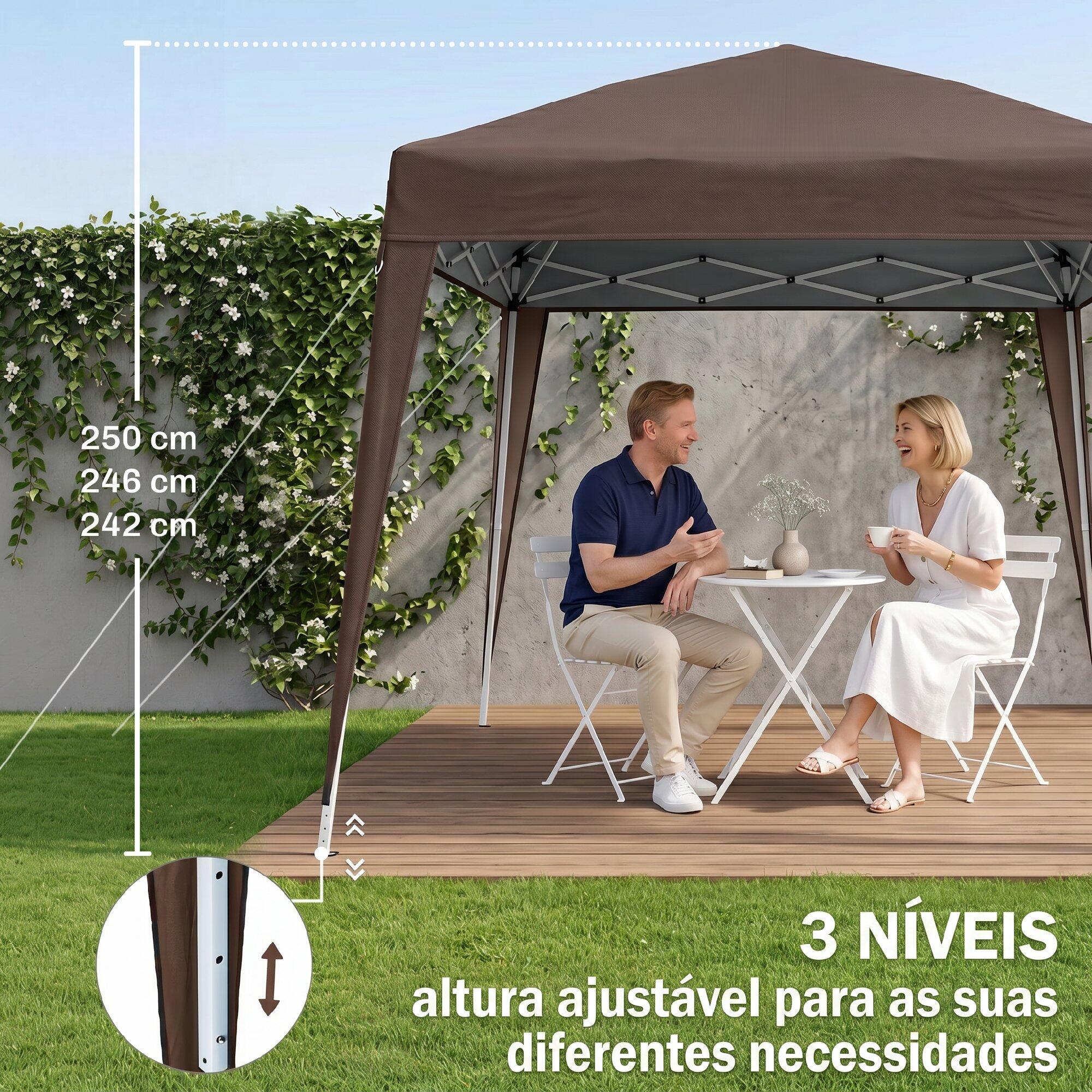 Tenda Dobrável Outsunny 240x240x250 cm Castanho 6/7