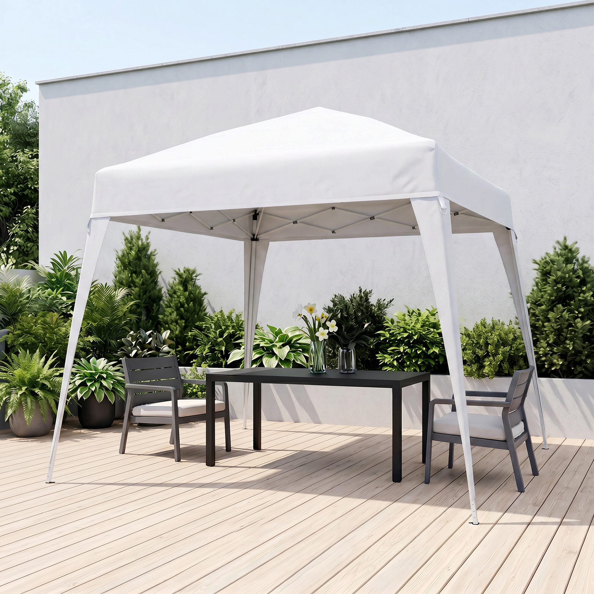 Outsunny Toldo Dobrável para Exterior Aço e Oxford 297x297x250cm Branco 7/7