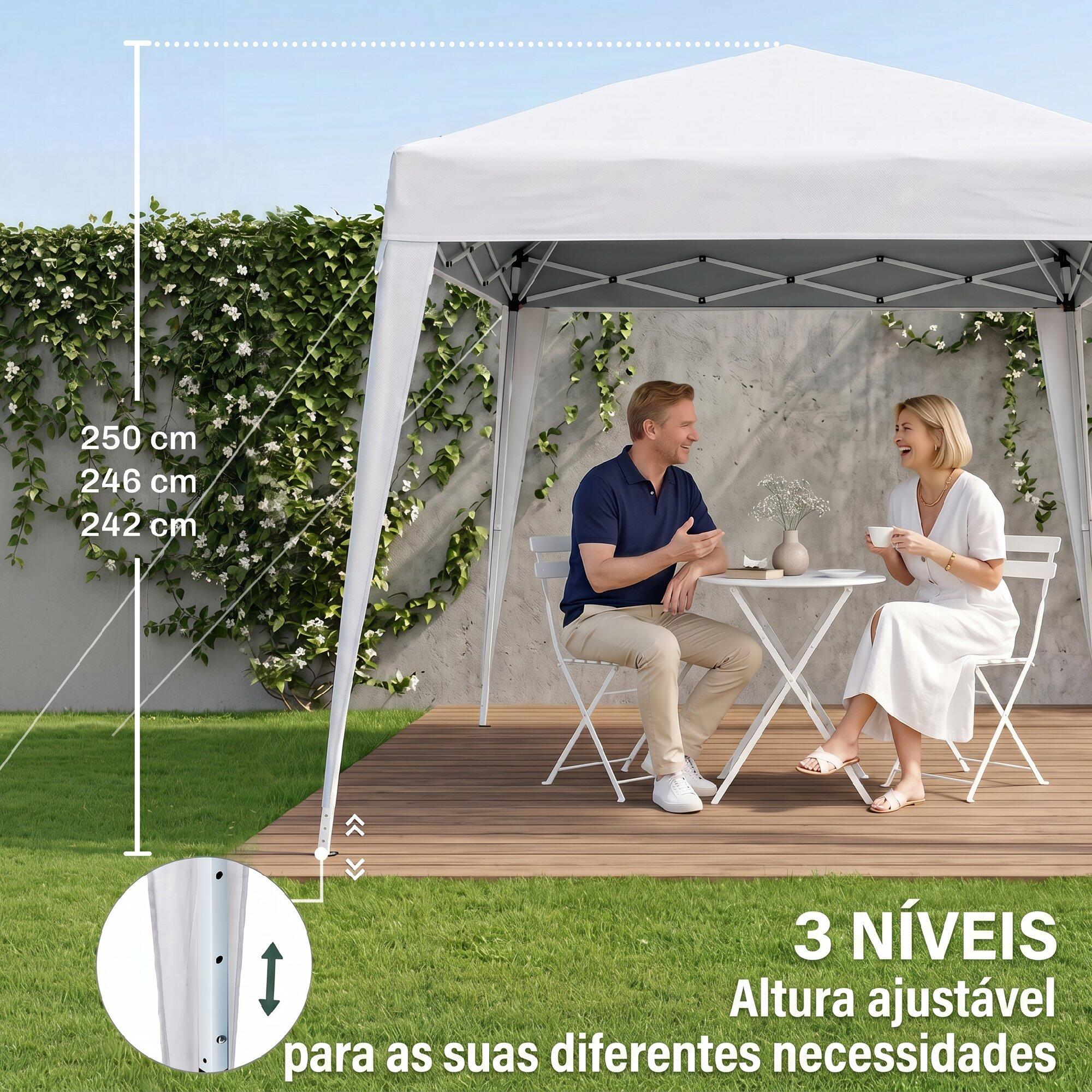 Outsunny Toldo Dobrável para Exterior Aço e Oxford 297x297x250cm Branco 6/7