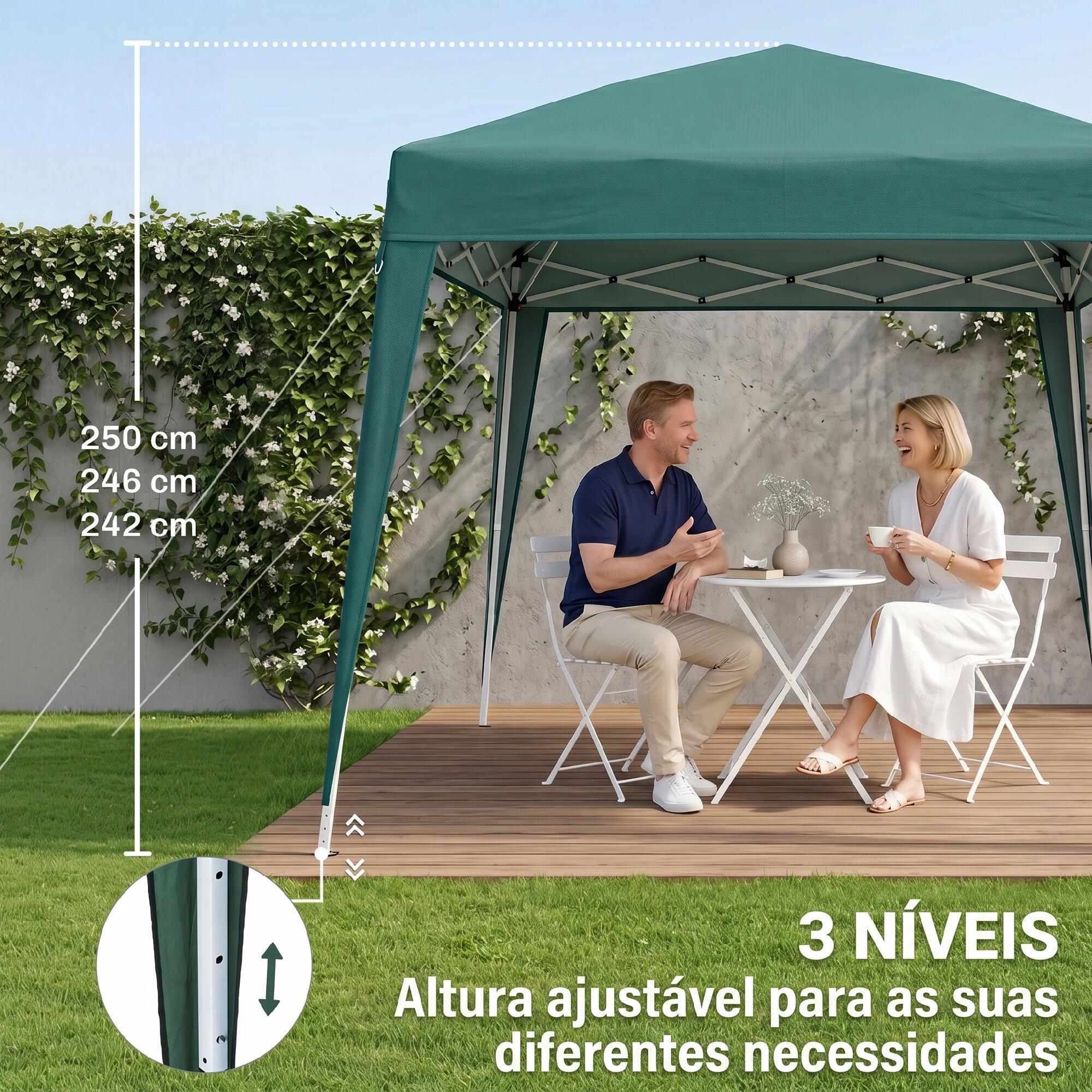 Carpa Plegable Outsunny 240x240x250 cm Verde 6/7