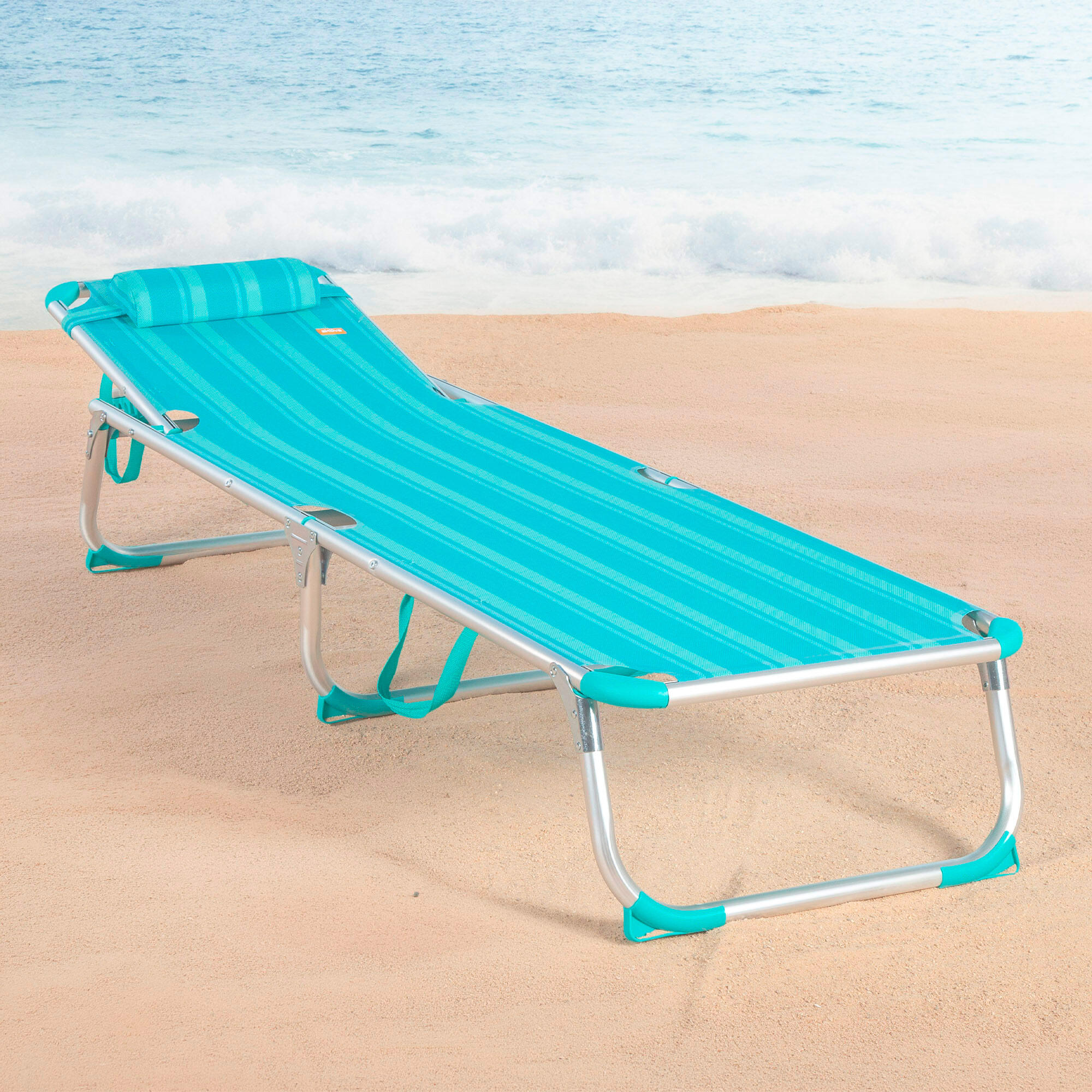 Lettino da spiaggia pieghevole Aktive 186x49x30 cm max. 110 kg 5 posizioni 5/7