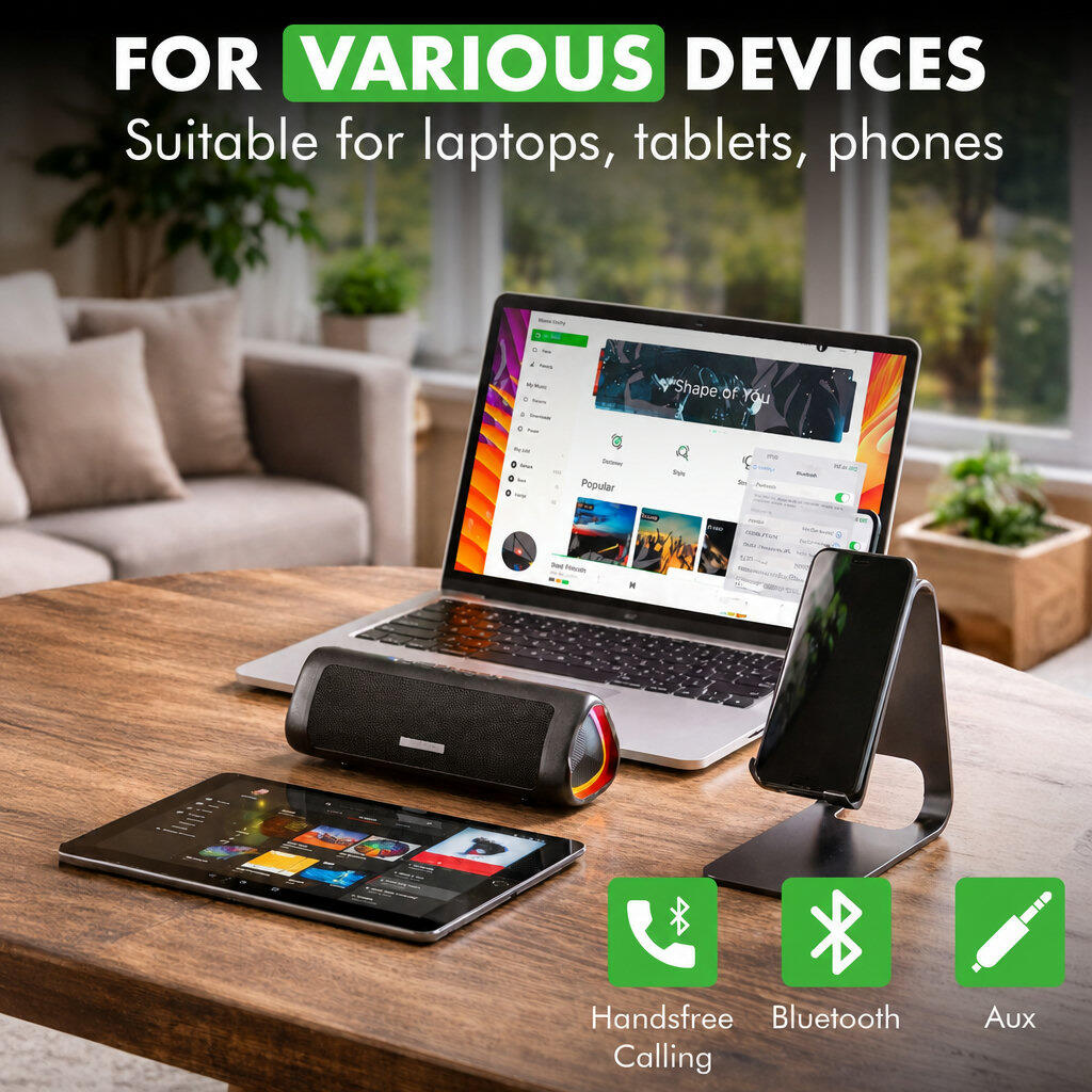 Bluetooth-Lautsprecher, kabellos, wasserdicht, schwarz 4/6