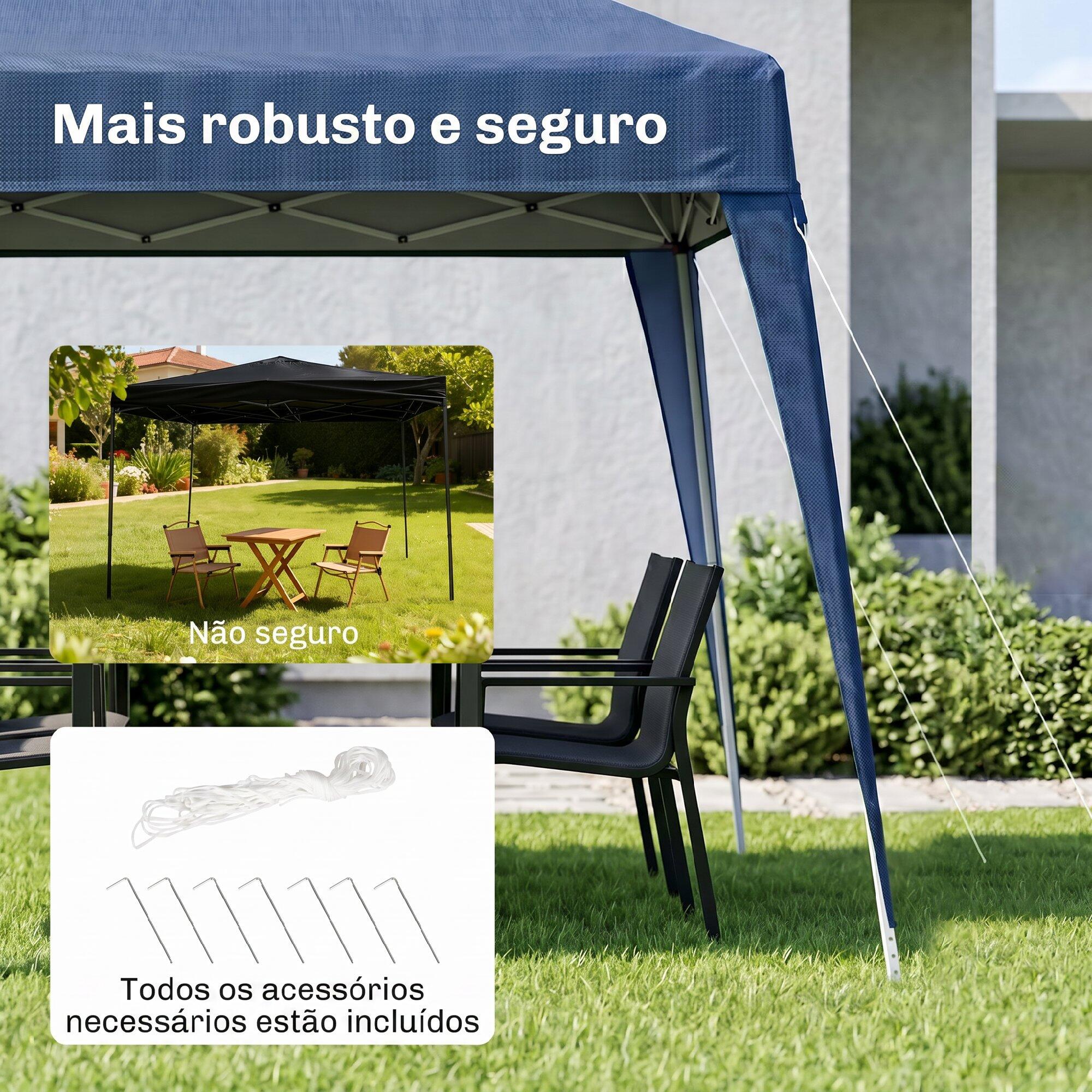 Tenda Dobrável 240x240x250 cm Azul Outsunny 5/6