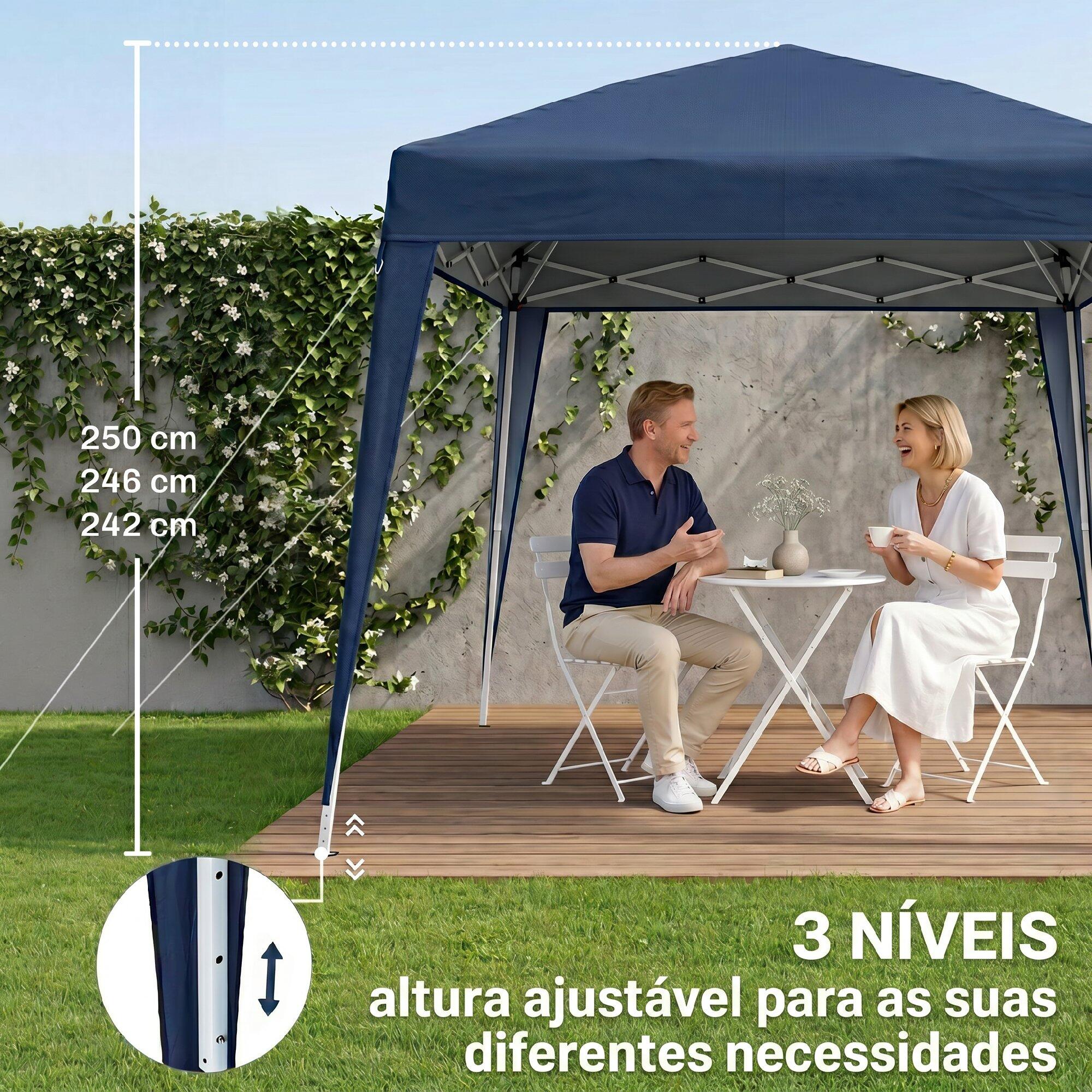 Tenda Dobrável 240x240x250 cm Azul Outsunny 6/6