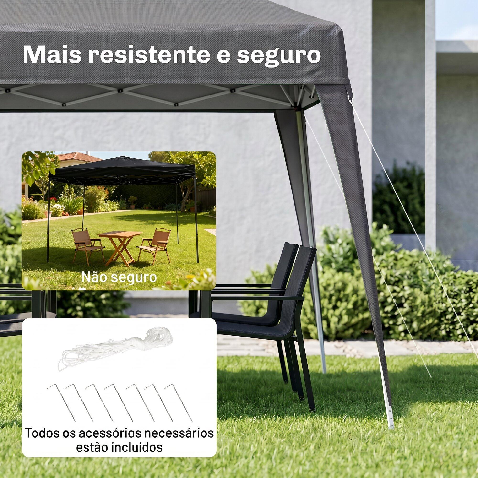 Tenda Dobrável 240x240x250 cm Cinza Outsunny 5/6
