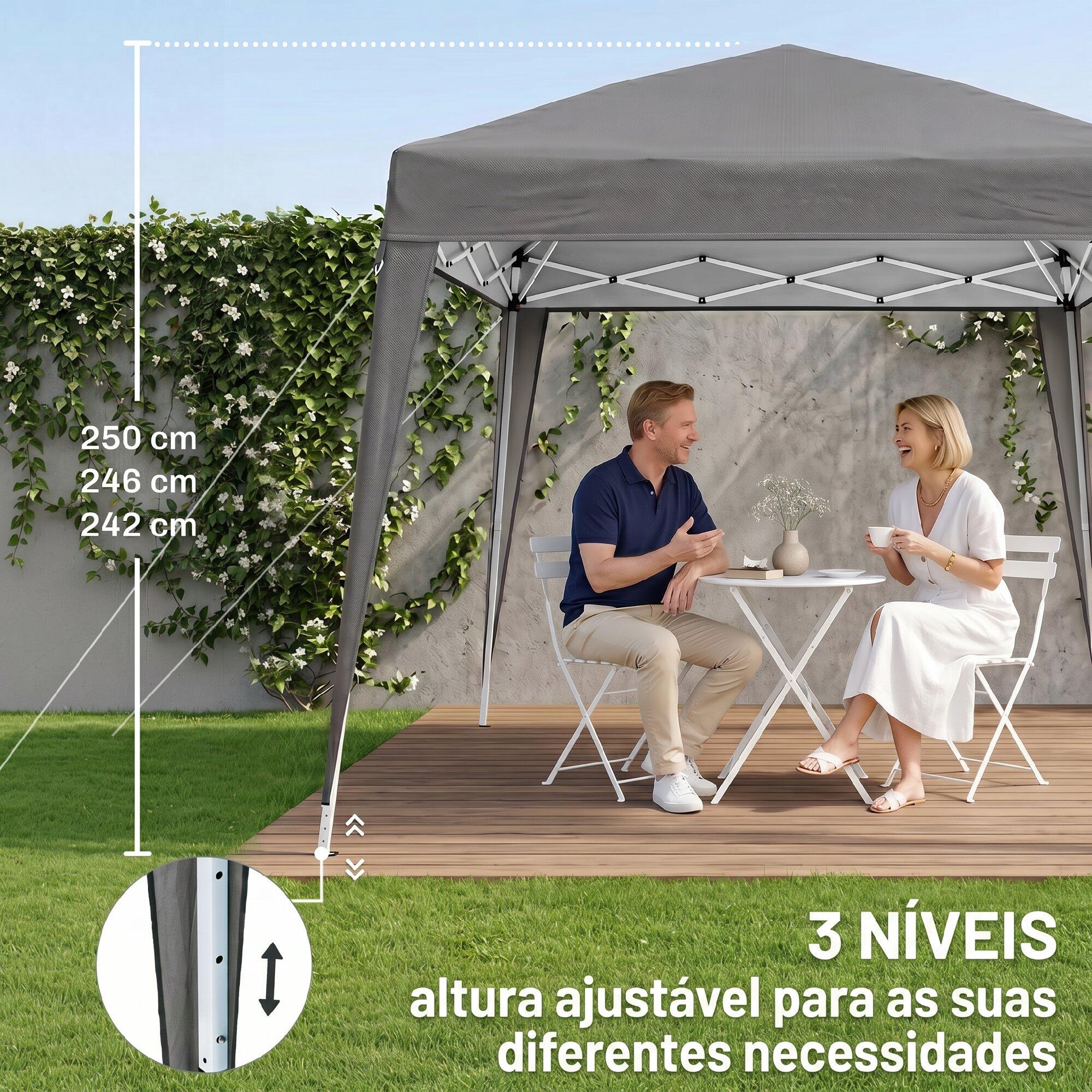 Tenda Dobrável 240x240x250 cm Cinza Outsunny 6/6