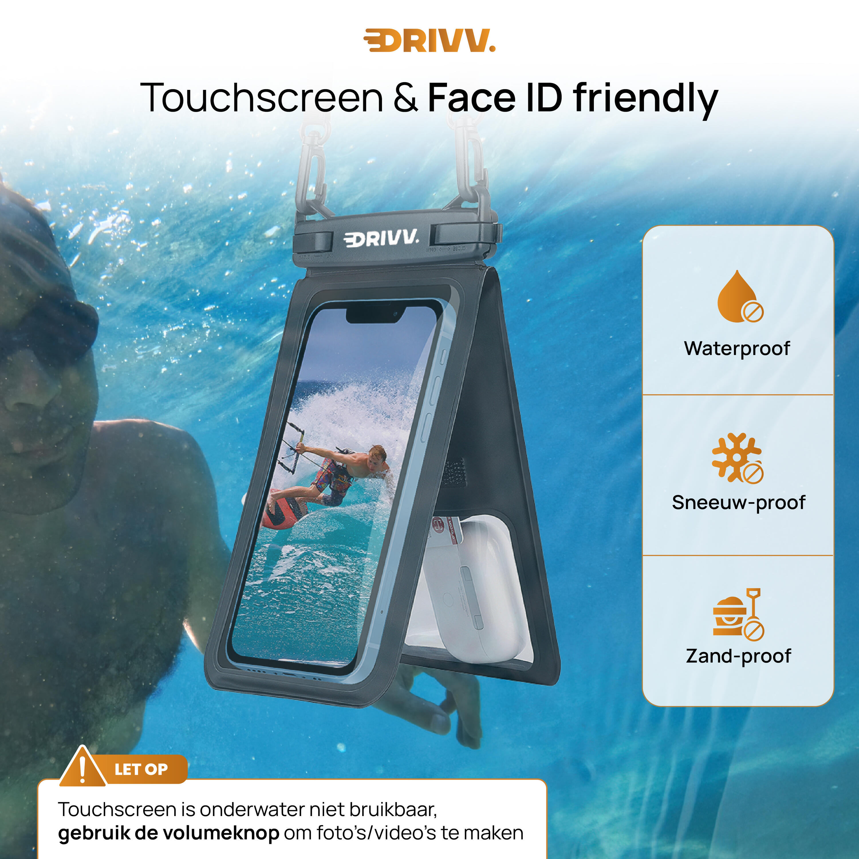 Waterdicht Telefoonhoesje - 2 in 1 met Koord - Telefoonhoesje - Zwart 2/2