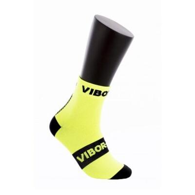 Fluorescent yellow and black vibor-a kait crew socks