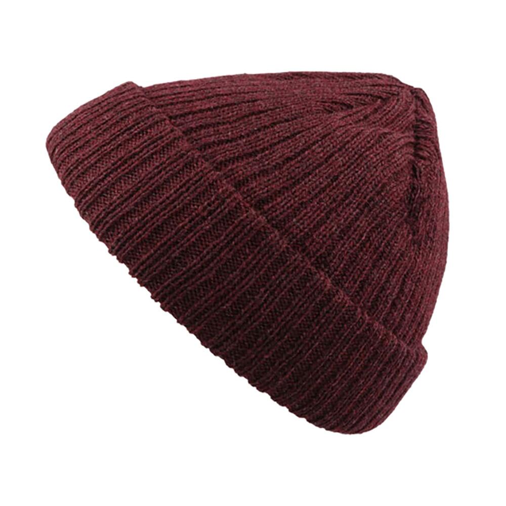 Unisex Docker Short Beanie With Turn Up (Burgundy Melange) 1/3