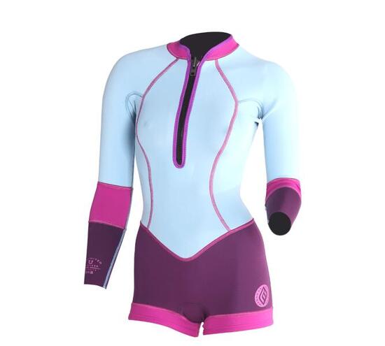 2/2 Unlimited -Zip Dos L/S Combinaison Shorty Surf Femme