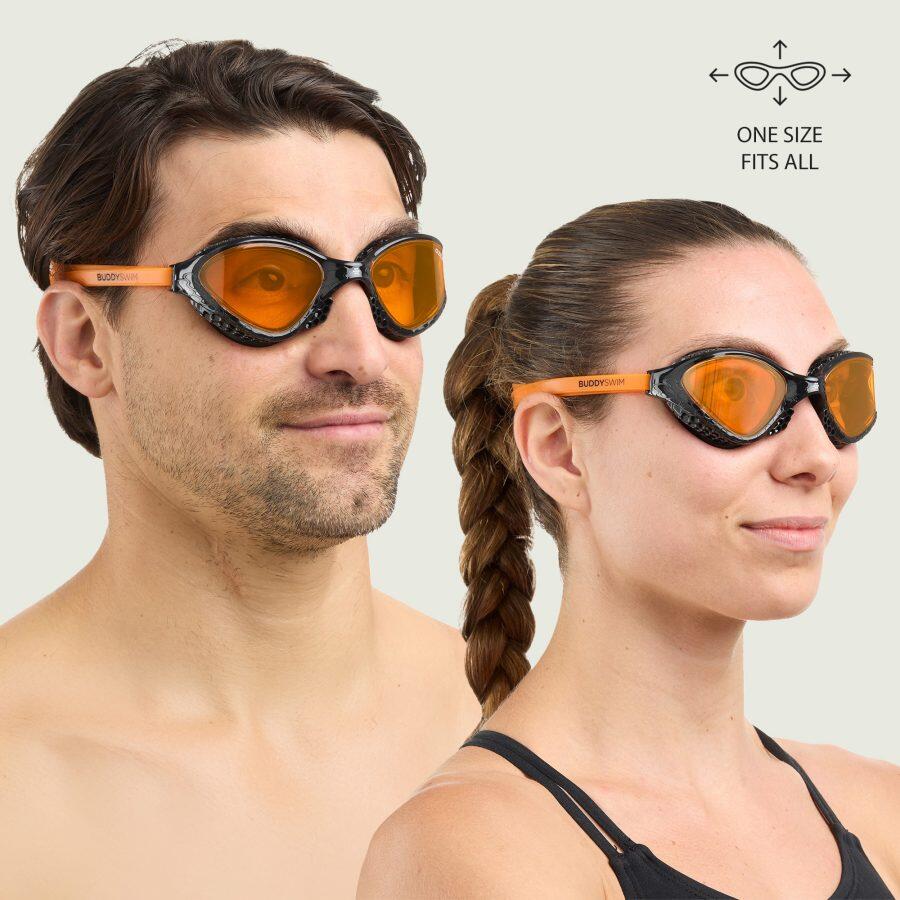 Ozean zwembril voor open water en triatlon Zwart-Oranje/Oranje 2/6