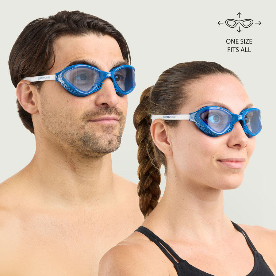 Óculos de natação Ozean para águas abertas e triatlo Marinho-Branco/Azul 2/6