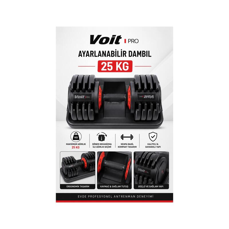 Voit Pro 25 Kg Ayarlanabilir Dambıl Seti