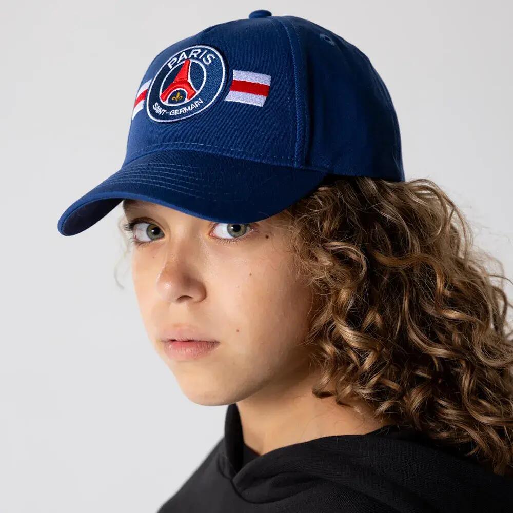 Czapka z daszkiem Paris Saint Germain bawełna junior granatowa 4/6
