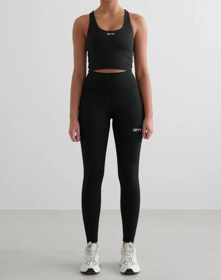 Damskie legginsy z wysokim stanem, squat proof, z tylną kieszenią Core czarne