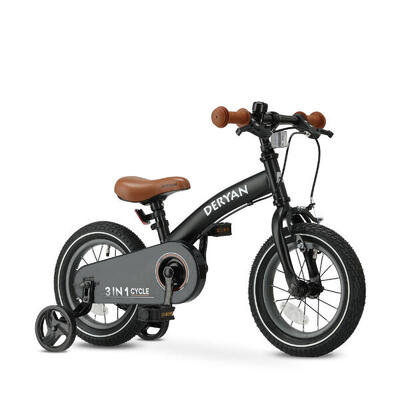 3-in-1 kinderfiets 14 inch - loopfiets - inclusief zijwieltjes - roze