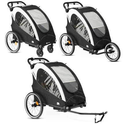 Remorque vélo de luxe - Remorque vélo 3-en-1 - Poussette - 2 places - Noir