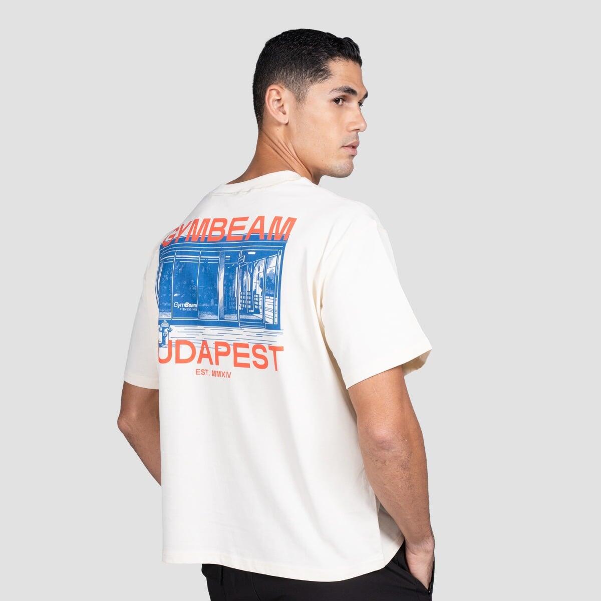 Koszulka unisex fitness oversize kremowa Budapest 2/7