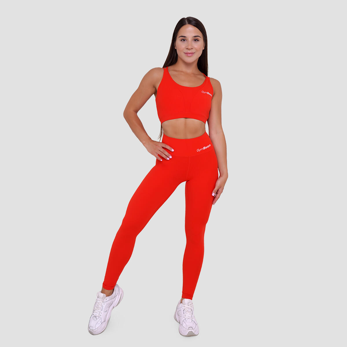 Legginsy damskie fitness z wysoką talią mandarynkowe BEAT 5/7