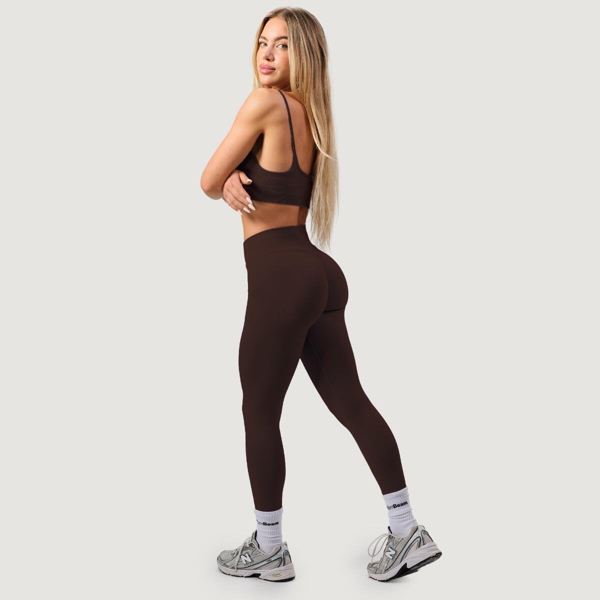 Legginsy damskie fitness bezszwowe z wysokim stanem Mocha NEO 6/7