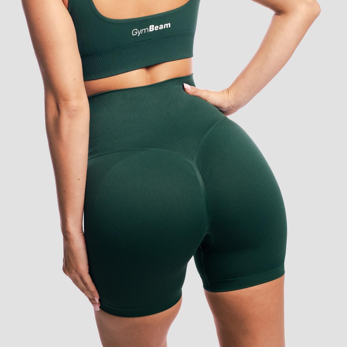 Pantaloncini donna palestra senza cuciture verdi 2/7