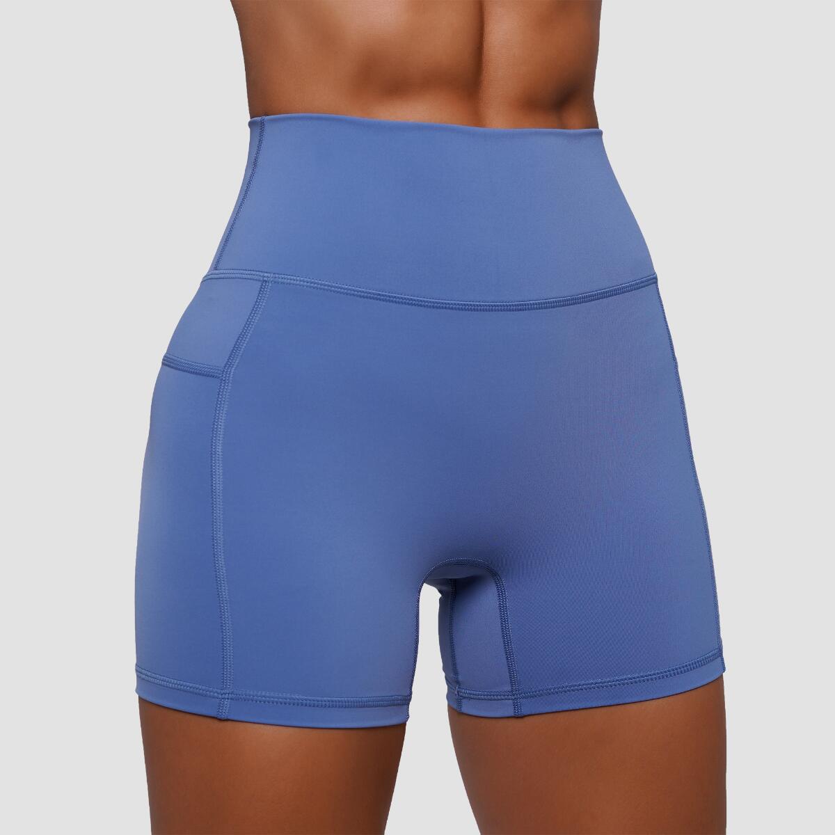 Szorty damskie fitness slim z wysoką talią niebieskie FIT 4/7