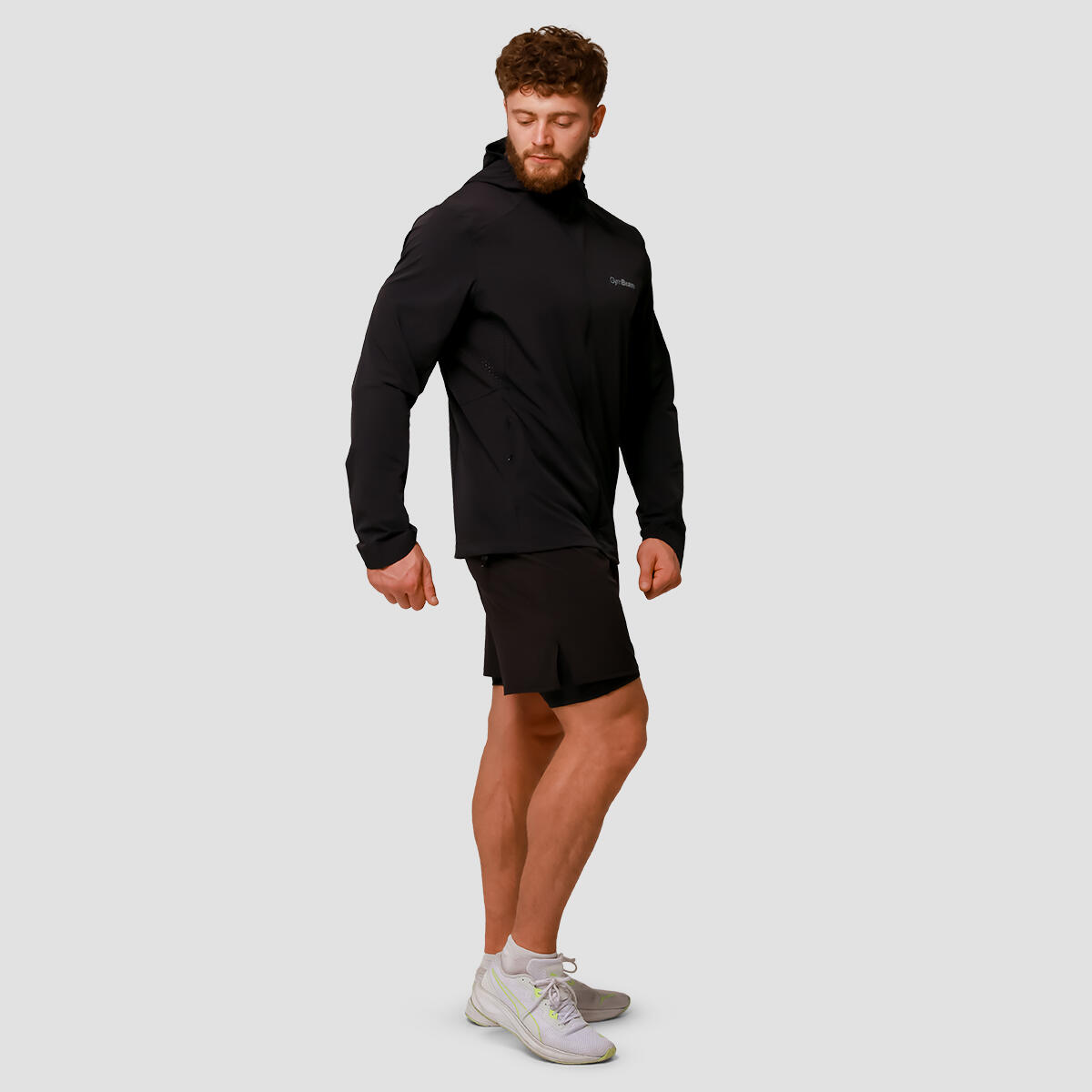 Giacca uomo running con zip nera Pulse 5/7