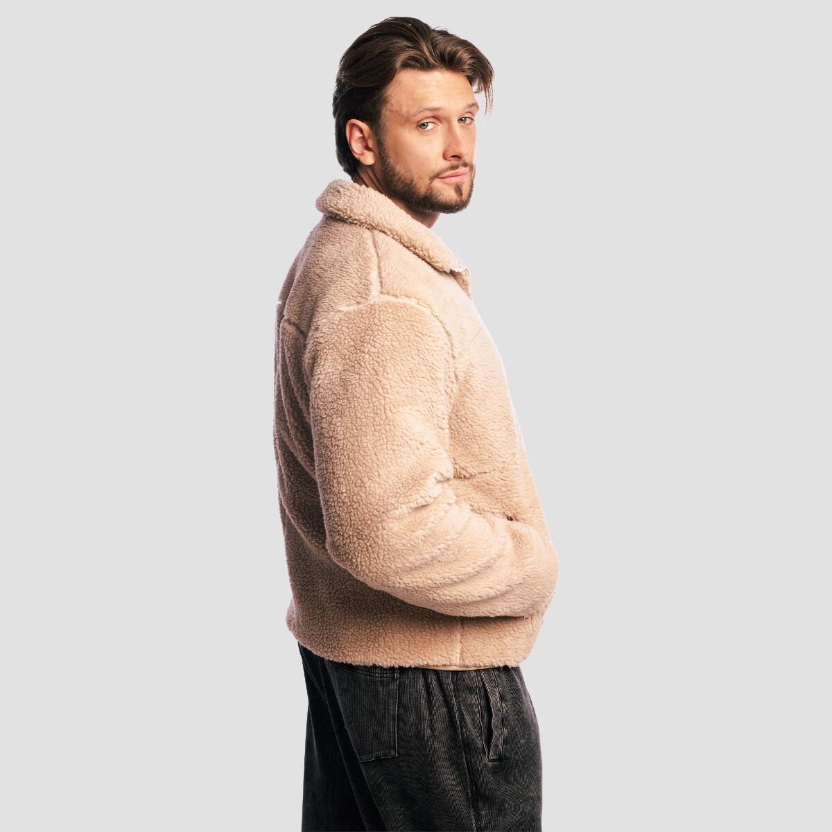 Giacca uomo con zip oversize crema Sherpa 4/7
