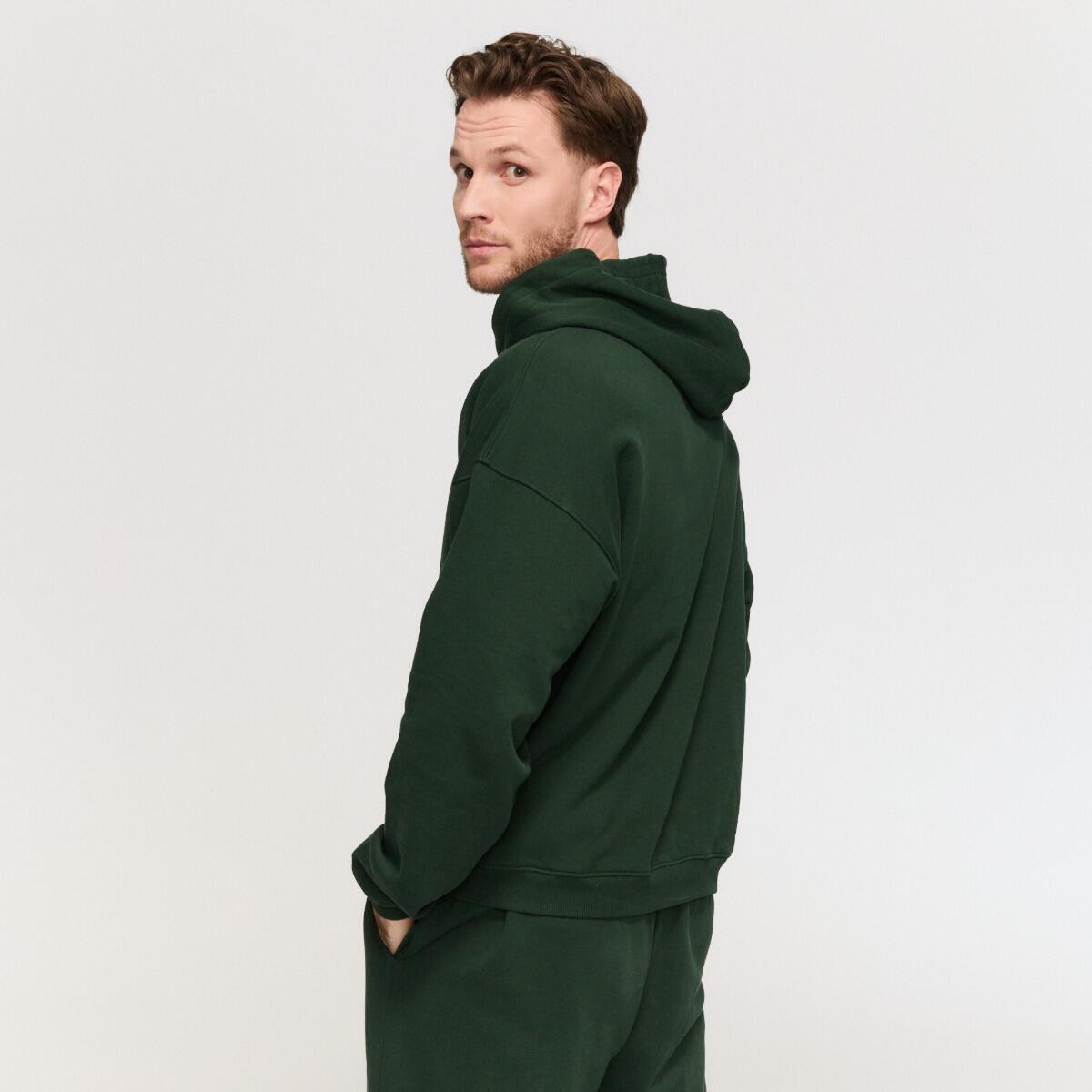 Felpa uomo palestra con cappuccio verde Varsity 3/7