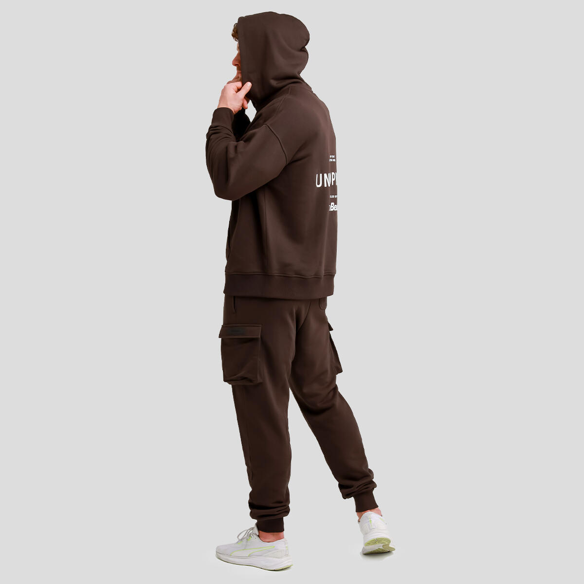 Felpa uomo con cappuccio oversize marrone Unstoppable 3/7