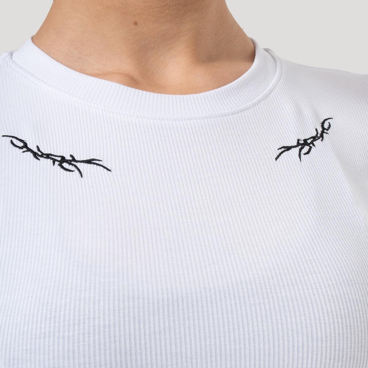 Koszulka damska fitness slim biała Tribal Ribbed 2/6
